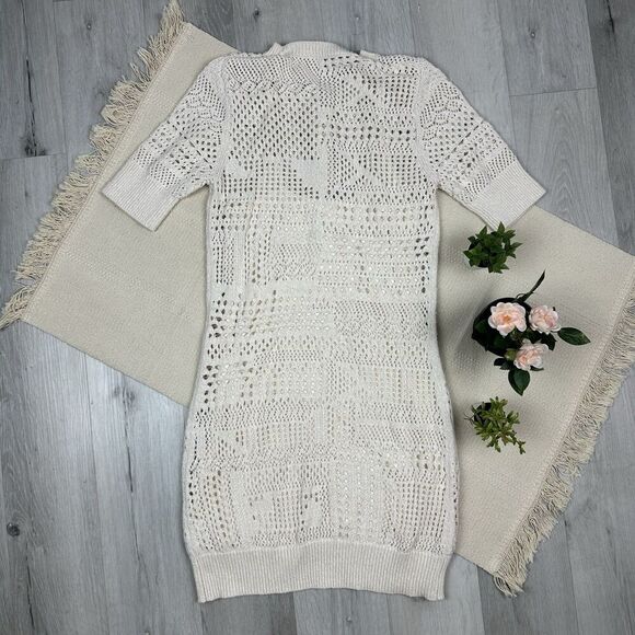 A.L.C. Corinne Mini Dress Crochet Knit Size M Off White Cream Ivory READ - Picture 2 of 9